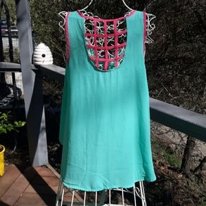 Light Blue & Pink CUTE🌻🌻 Spring Tank